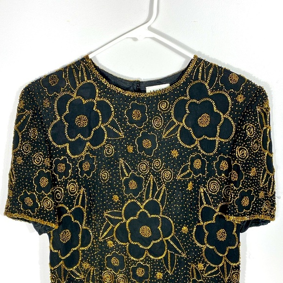 Leslie Fay Evenings beaded silk blouse size 12 - Picture 3 of 12